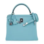 Hermès Rare Collectible Kelly 28 Fresh Atoll Togo Palladium Hardware Luxury replica handbag