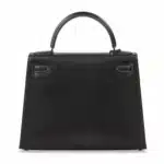 Hermès Rare Collectible Kelly 28 Sellier Black And So Black Feathers & Box Calfskin Black PVD Hardware