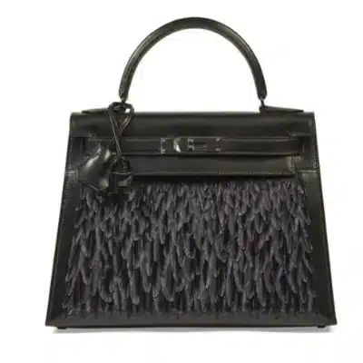 Hermès Rare Collectible Kelly 28 Sellier Black And So Black Feathers & Box Calfskin Black PVD Hardware