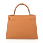 Hermès Rare Collectible Kelly 28 Sellier Toffee/Jaune Ambre/Fauve Box Calfskin Palladium Hardware