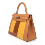 Hermès Rare Collectible Kelly 28 Sellier Toffee/Jaune Ambre/Fauve Box Calfskin Palladium Hardware