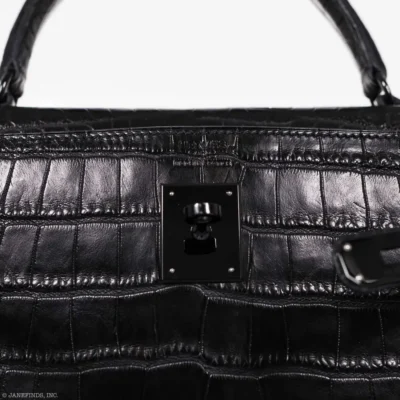 Hermès Rare Collectible Kelly 35 SO Black Matte Alligator Mississippiensis Black Hardware