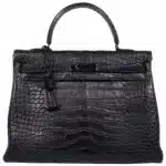 Hermès Rare Collectible Kelly 35 SO Black Matte Alligator Mississippiensis Black Hardware