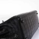 Hermès Rare Collectible Kelly 35 SO Black Matte Alligator Mississippiensis Black Hardware