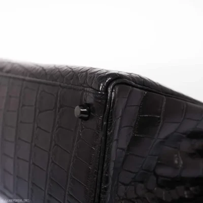 Hermès Rare Collectible Kelly 35 SO Black Matte Alligator Mississippiensis Black Hardware