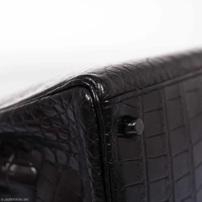 Hermès Rare Collectible Kelly 35 SO Black Matte Alligator Mississippiensis Black Hardware