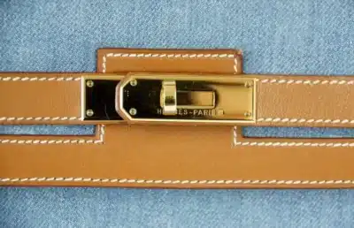 Hermès Rare Collectible Kelly 35 Sellier Blue Denim & Barenia Gold Hardware