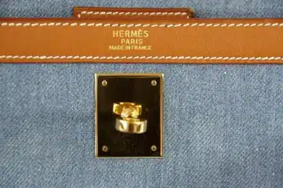 Hermès Rare Collectible Kelly 35 Sellier Blue Denim & Barenia Gold Hardware