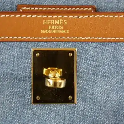 Hermès Rare Collectible Kelly 35 Sellier Blue Denim & Barenia logo1