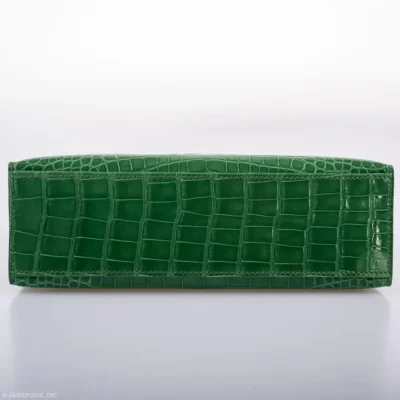 Hermès Rare Collectible Kelly Pochette Cactus Shiny Alligator Mississippiensis JPG Gold Hardware