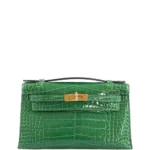 Hermès Rare Collectible Kelly Pochette Cactus Shiny Alligator Mississippiensis JPG Gold Hardware