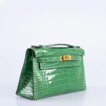 Hermès Rare Collectible Kelly Pochette Cactus Shiny Alligator Mississippiensis JPG Gold Hardware