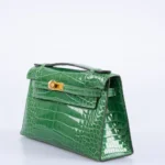 Hermès Rare Collectible Kelly Pochette Cactus Shiny Alligator Mississippiensis JPG Gold Hardware