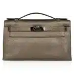 Hermès Rare Collectible Kelly Pochette Metallic Bronze Chevre Palladium Hardware