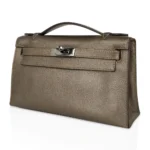 Hermès Rare Collectible Kelly Pochette Metallic Bronze Chevre Palladium Hardware