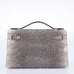 Hermès Rare Collectible Kelly Pochette Ombré Lizard Palladium Hardware