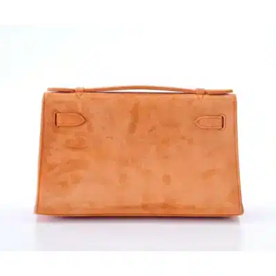 Hermès Rare Collectible Kelly Pochette Orange Doblis Palladium Hardware