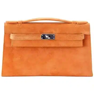 Hermès Rare Collectible Kelly Pochette Orange Doblis Palladium Hardware