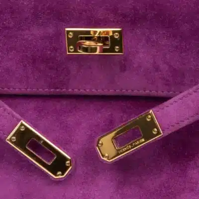 Hermès Rare Collectible Kelly Pochette Violet Purple Doblis Suede detail1