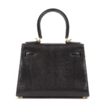 Hermès Vintage Mini Kelly 20 Sellier Black Niloticus Lizard Gold Hardware