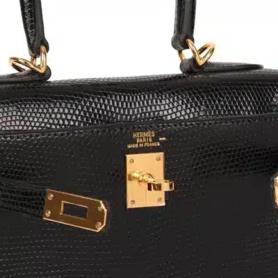 Hermès Vintage Mini Kelly 20 Sellier Black Niloticus Lizard logo1